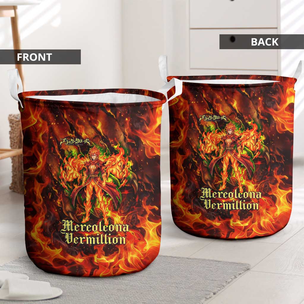 Mereoleona Vermillion Black Clover Laundry Basket Inferno Flame Anime Style with Lion Symbolism