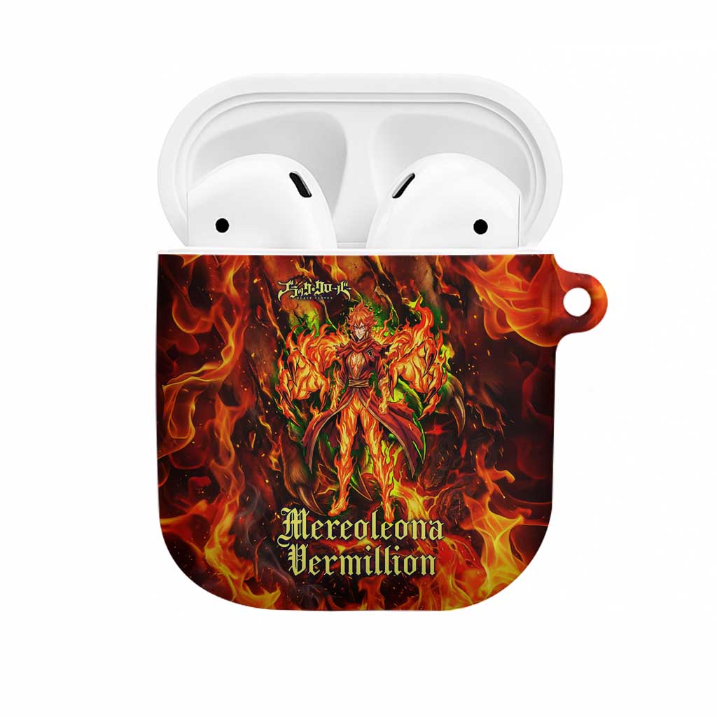 Mereoleona Vermillion Black Clover AirPods Case Inferno Flame Anime Style with Lion Symbolism