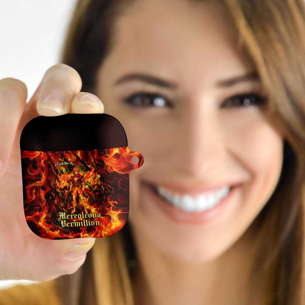 Mereoleona Vermillion Black Clover AirPods Case Inferno Flame Anime Style with Lion Symbolism