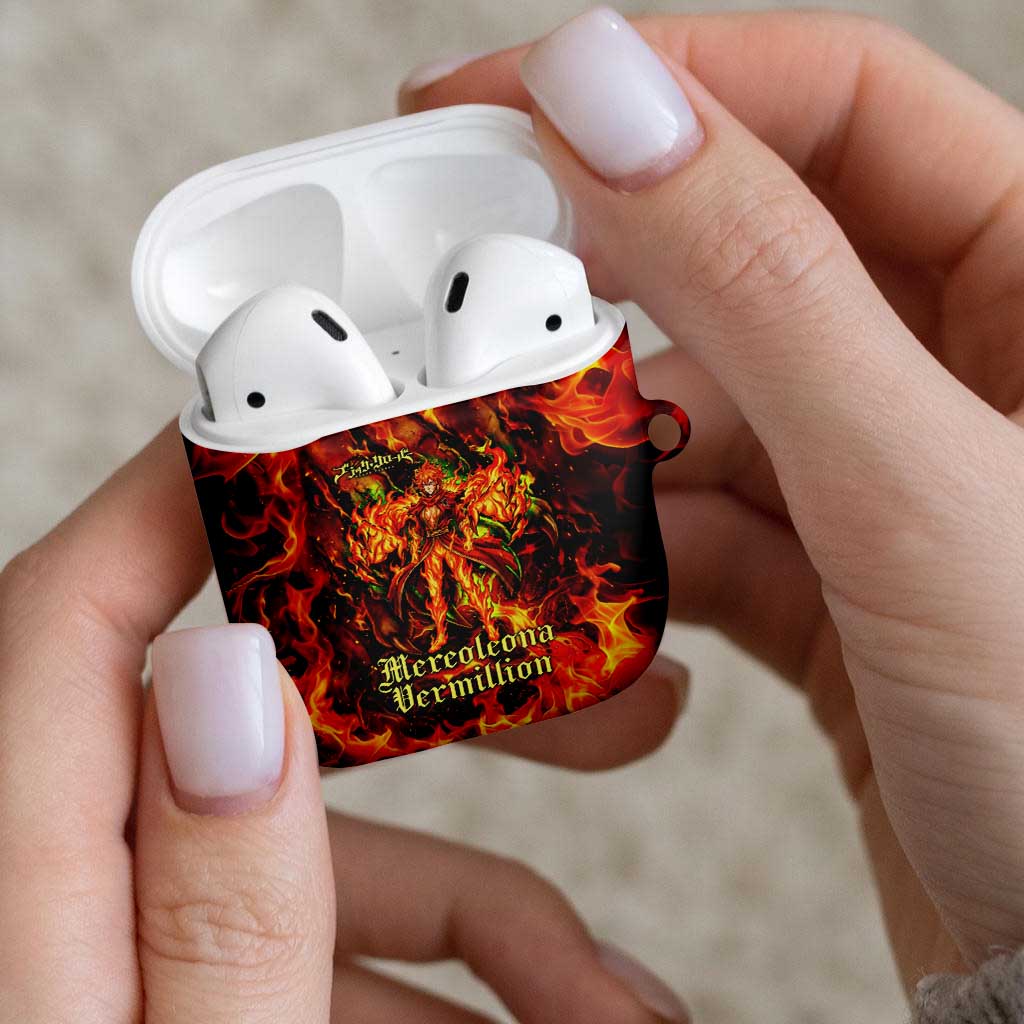 Mereoleona Vermillion Black Clover AirPods Case Inferno Flame Anime Style with Lion Symbolism