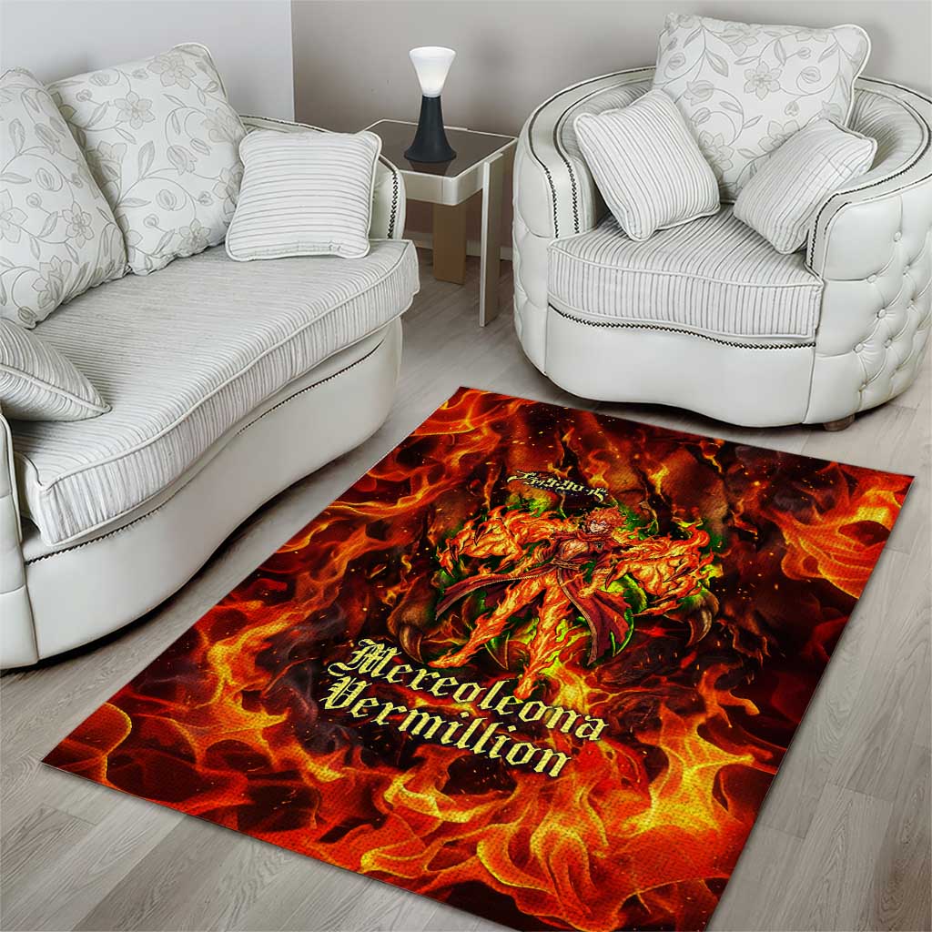 Mereoleona Vermillion Black Clover Area Rug Inferno Flame Anime Style with Lion Symbolism