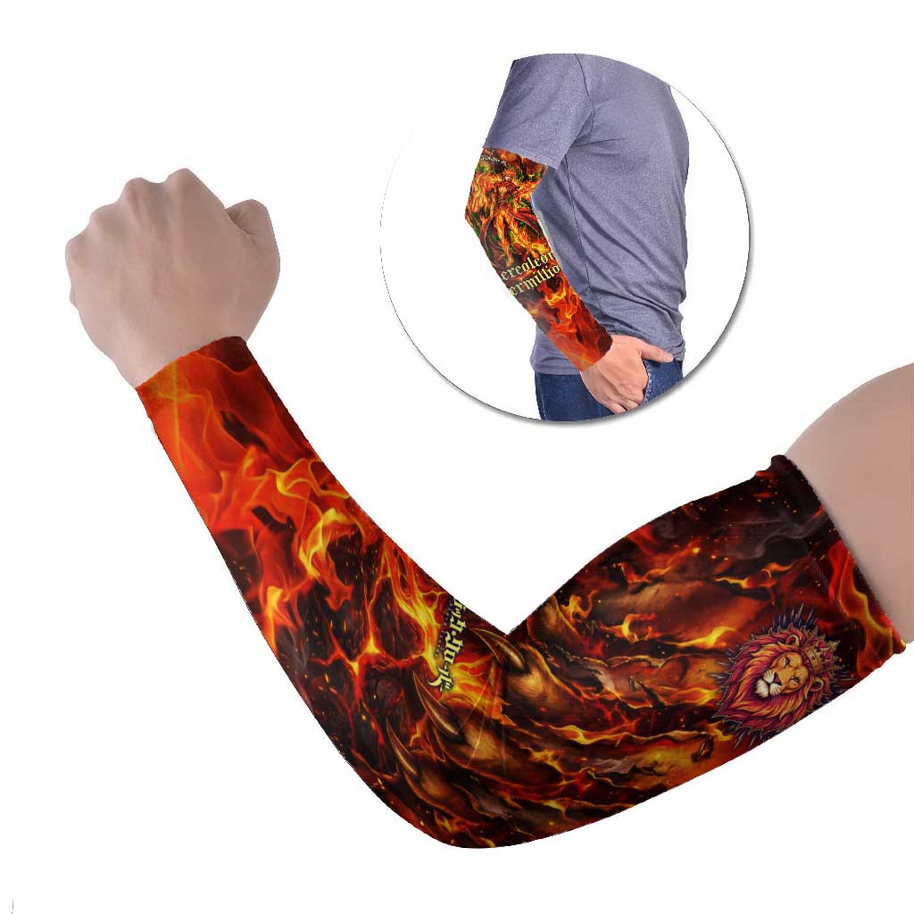 Mereoleona Vermillion Black Clover Arm Sleeves Inferno Flame Anime Style with Lion Symbolism