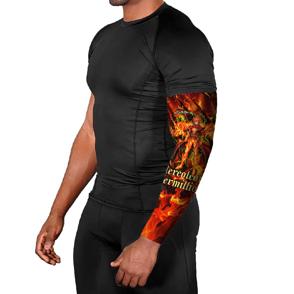 Mereoleona Vermillion Black Clover Arm Sleeves Inferno Flame Anime Style with Lion Symbolism