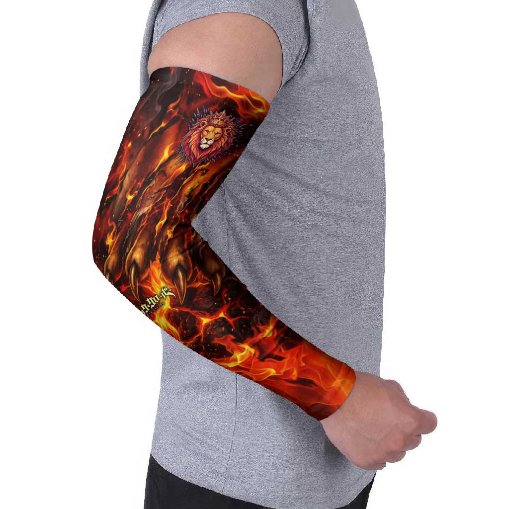 Mereoleona Vermillion Black Clover Arm Sleeves Inferno Flame Anime Style with Lion Symbolism