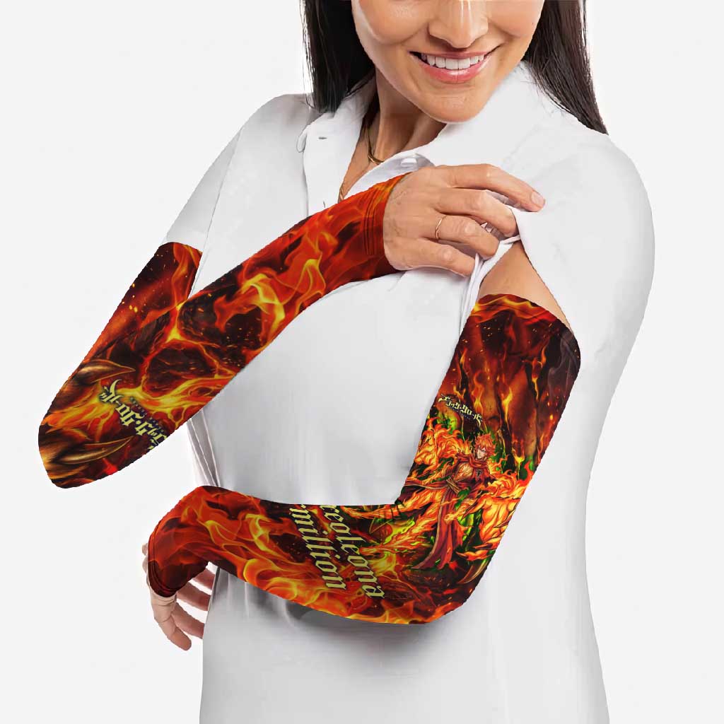 Mereoleona Vermillion Black Clover Arm Sleeves Inferno Flame Anime Style with Lion Symbolism