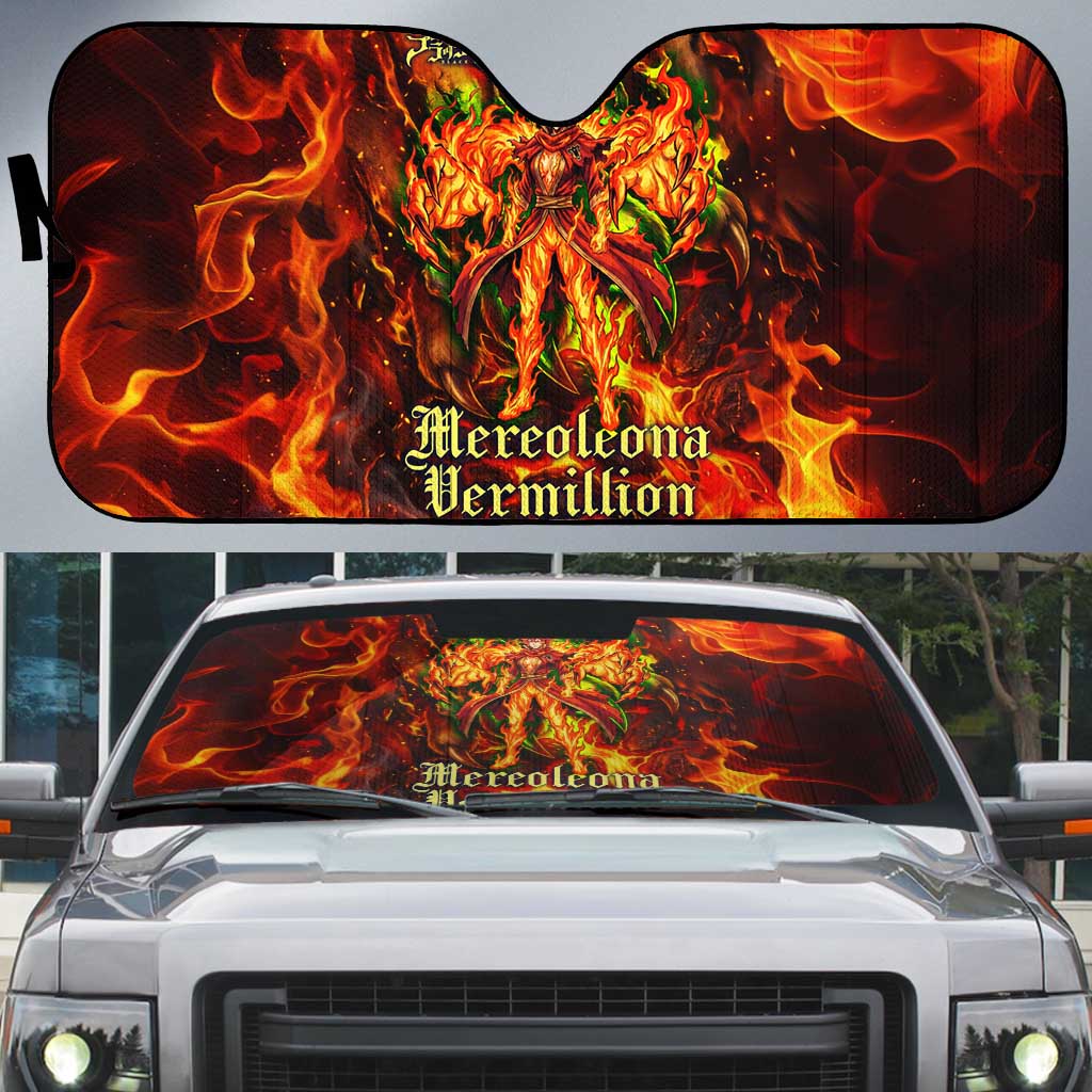 Mereoleona Vermillion Black Clover Auto Sun Shade Inferno Flame Anime Style with Lion Symbolism