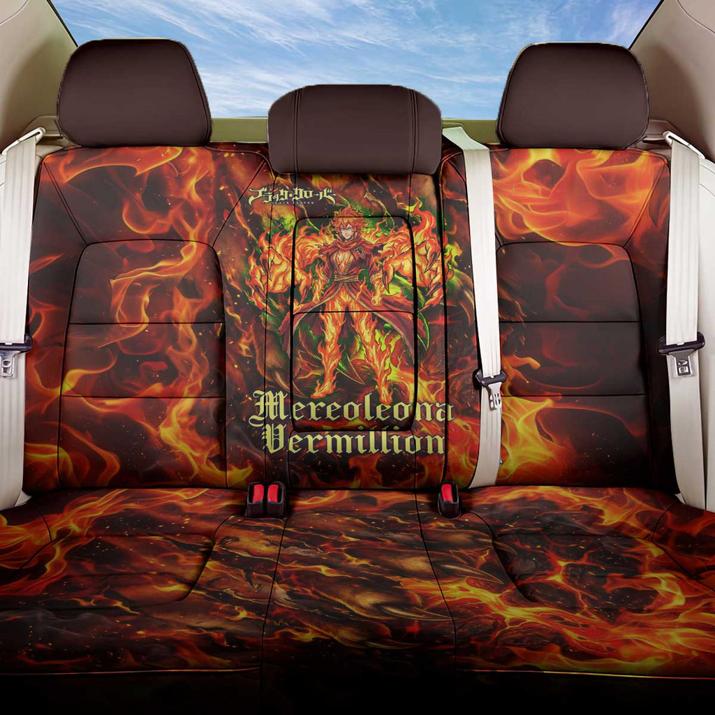 Mereoleona Vermillion Black Clover Back Car Seat Cover Inferno Flame Anime Style with Lion Symbolism