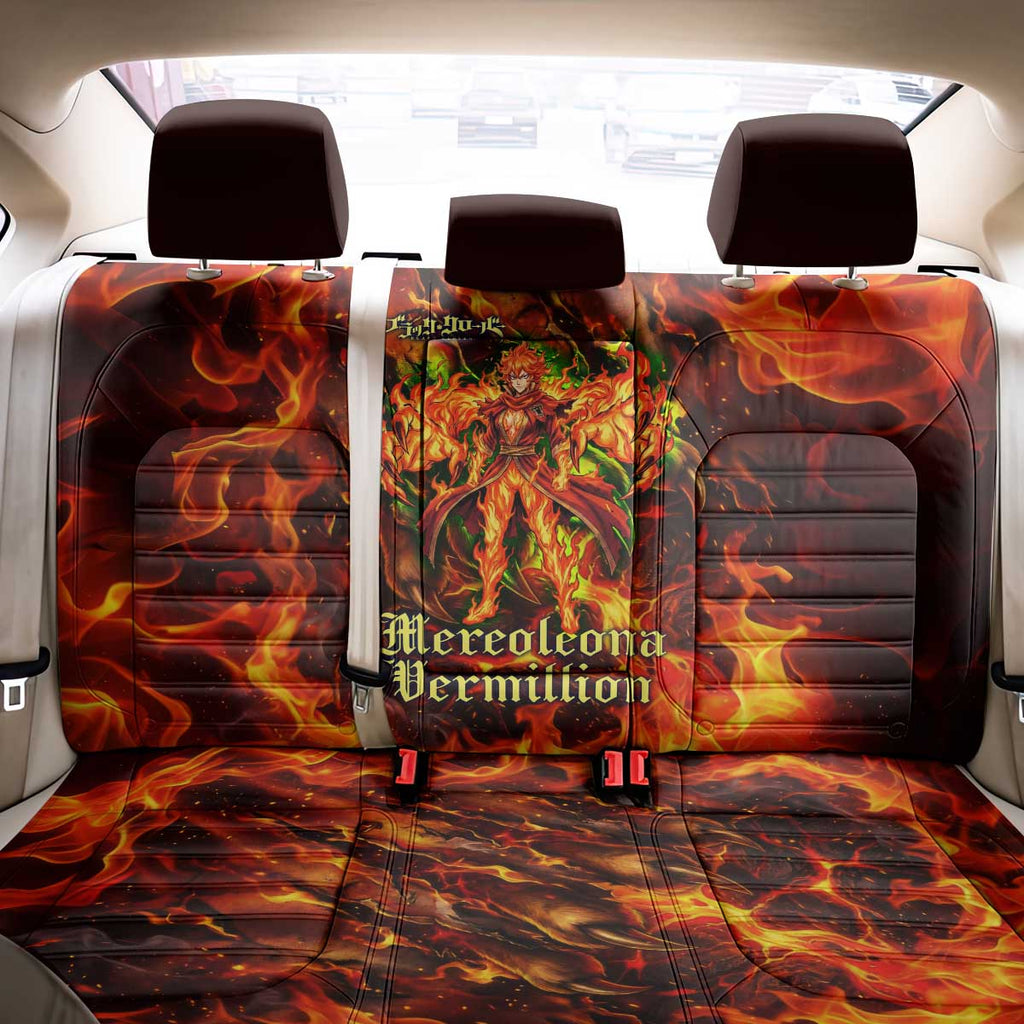 Mereoleona Vermillion Black Clover Back Car Seat Cover Inferno Flame Anime Style with Lion Symbolism