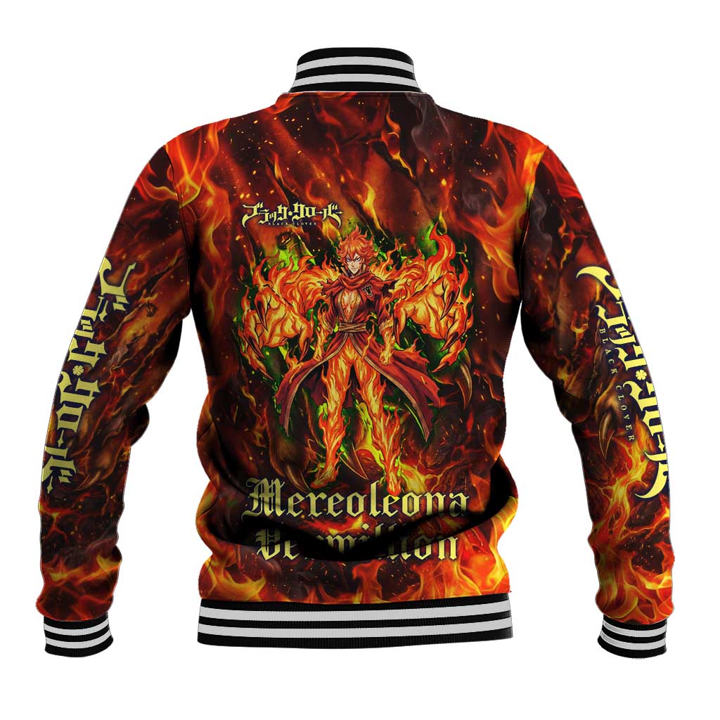 Mereoleona Vermillion Black Clover Baseball Jacket Inferno Flame Anime Style with Lion Symbolism