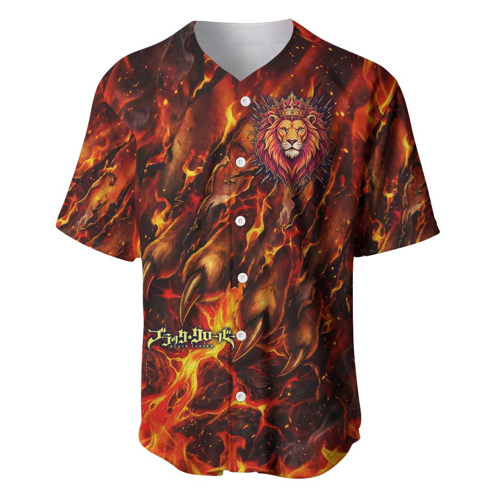 Mereoleona Vermillion Black Clover Baseball Jersey Inferno Flame Anime Style with Lion Symbolism
