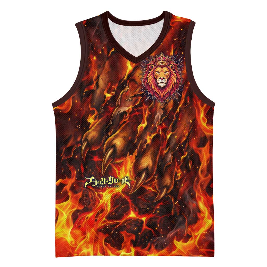Mereoleona Vermillion Black Clover Basketball Jersey Inferno Flame Anime Style with Lion Symbolism