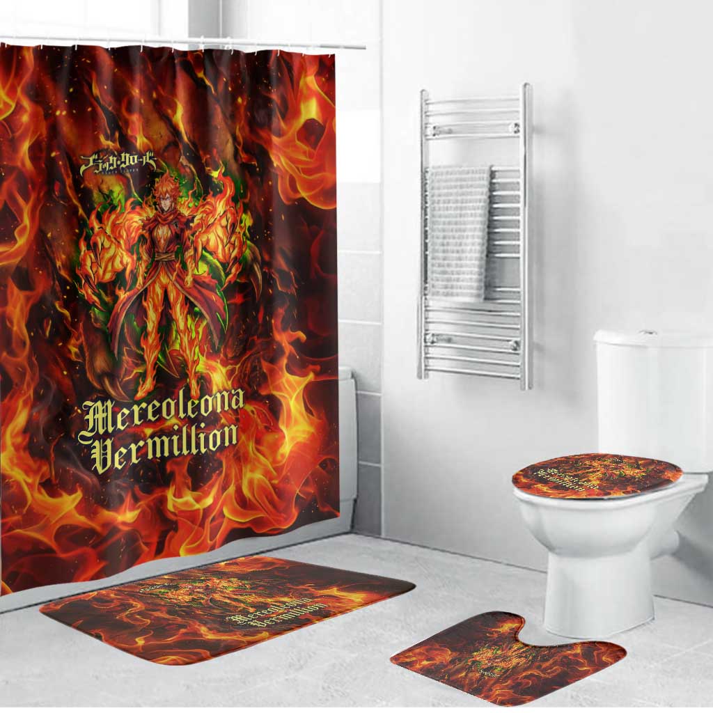 Mereoleona Vermillion Black Clover Bathroom Set Inferno Flame Anime Style with Lion Symbolism
