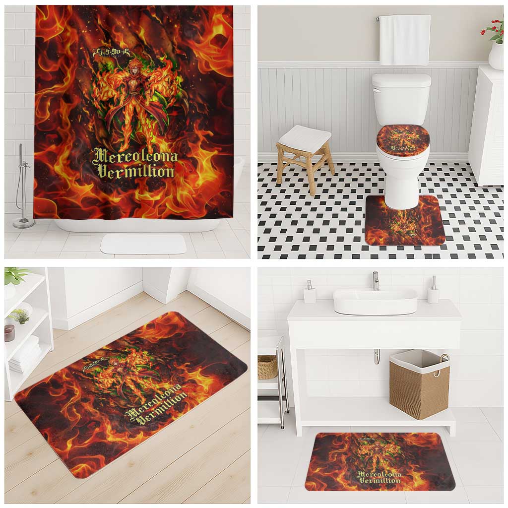 Mereoleona Vermillion Black Clover Bathroom Set Inferno Flame Anime Style with Lion Symbolism