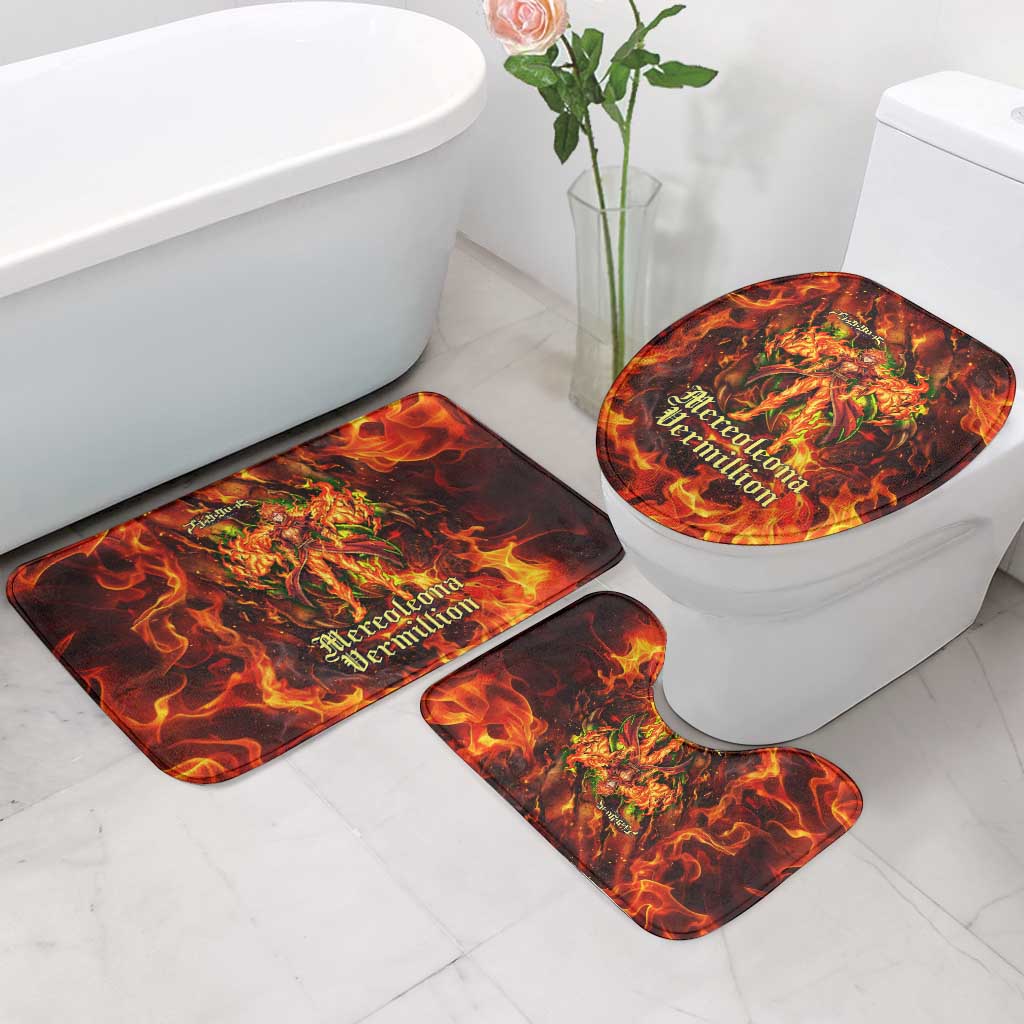 Mereoleona Vermillion Black Clover Bathroom Set Inferno Flame Anime Style with Lion Symbolism