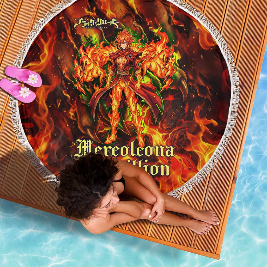 Mereoleona Vermillion Black Clover Beach Blanket Inferno Flame Anime Style with Lion Symbolism