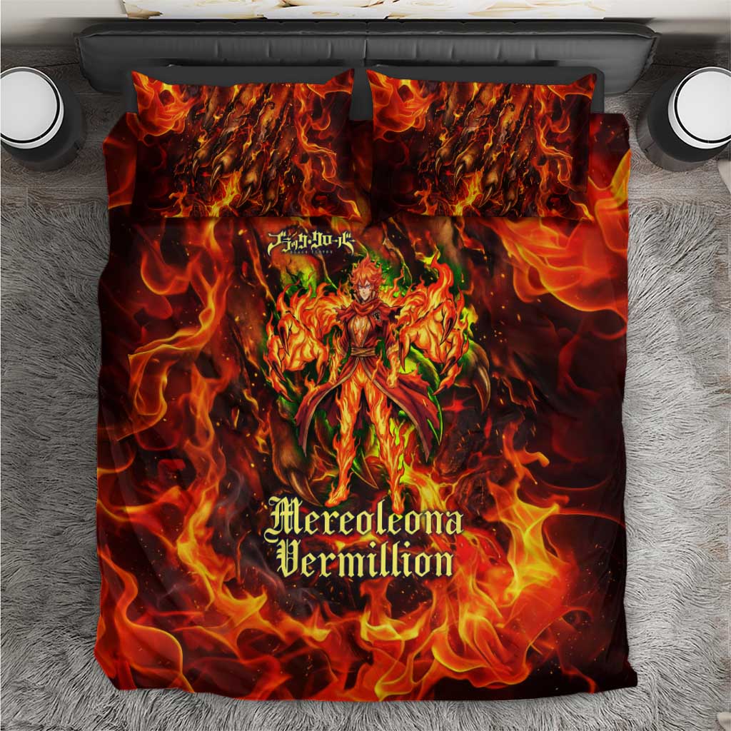 Mereoleona Vermillion Black Clover Bedding Set Inferno Flame Anime Style with Lion Symbolism