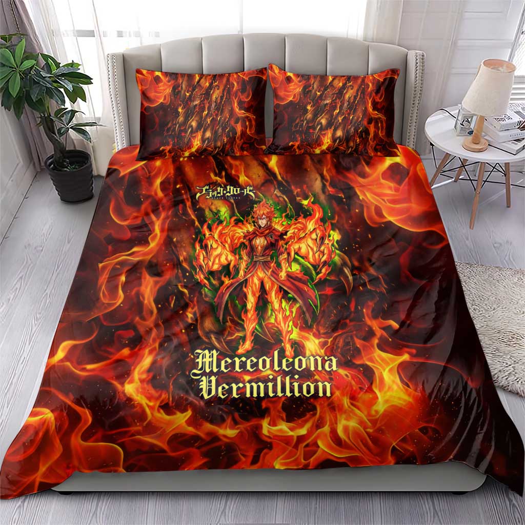 Mereoleona Vermillion Black Clover Bedding Set Inferno Flame Anime Style with Lion Symbolism