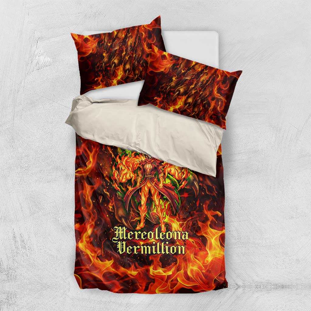 Mereoleona Vermillion Black Clover Bedding Set Inferno Flame Anime Style with Lion Symbolism