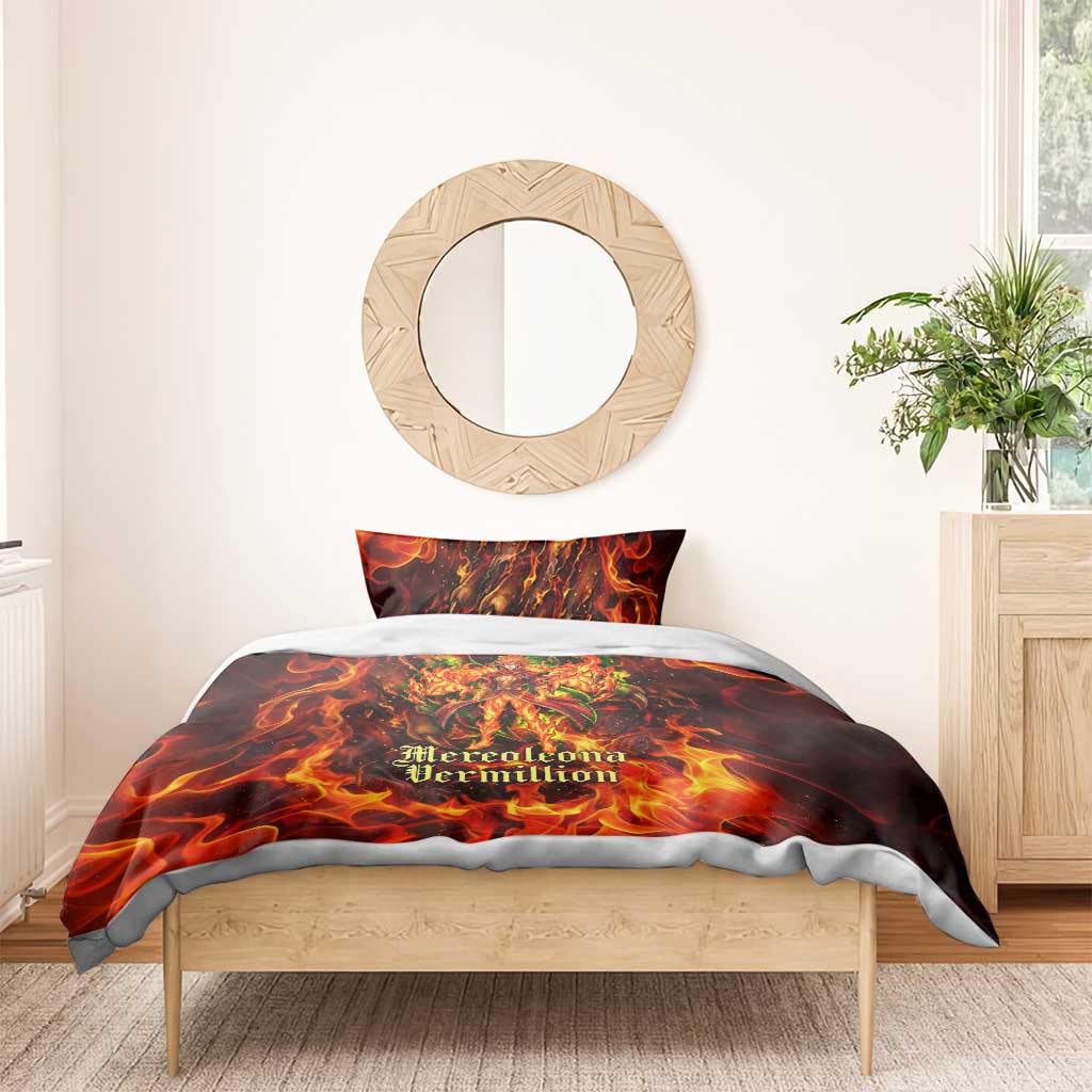 Mereoleona Vermillion Black Clover Bedding Set Inferno Flame Anime Style with Lion Symbolism