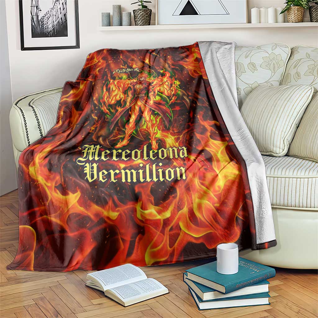 Mereoleona Vermillion Black Clover Blanket Inferno Flame Anime Style with Lion Symbolism