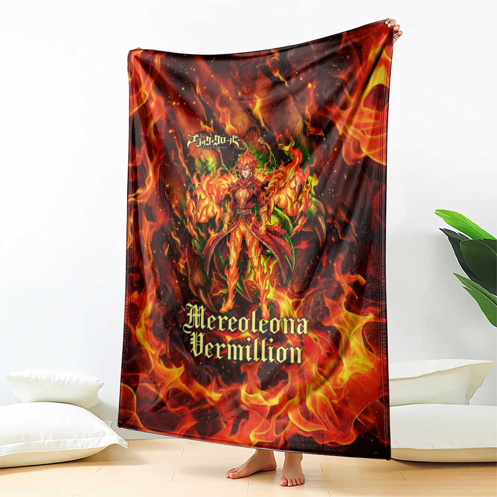 Mereoleona Vermillion Black Clover Blanket Inferno Flame Anime Style with Lion Symbolism