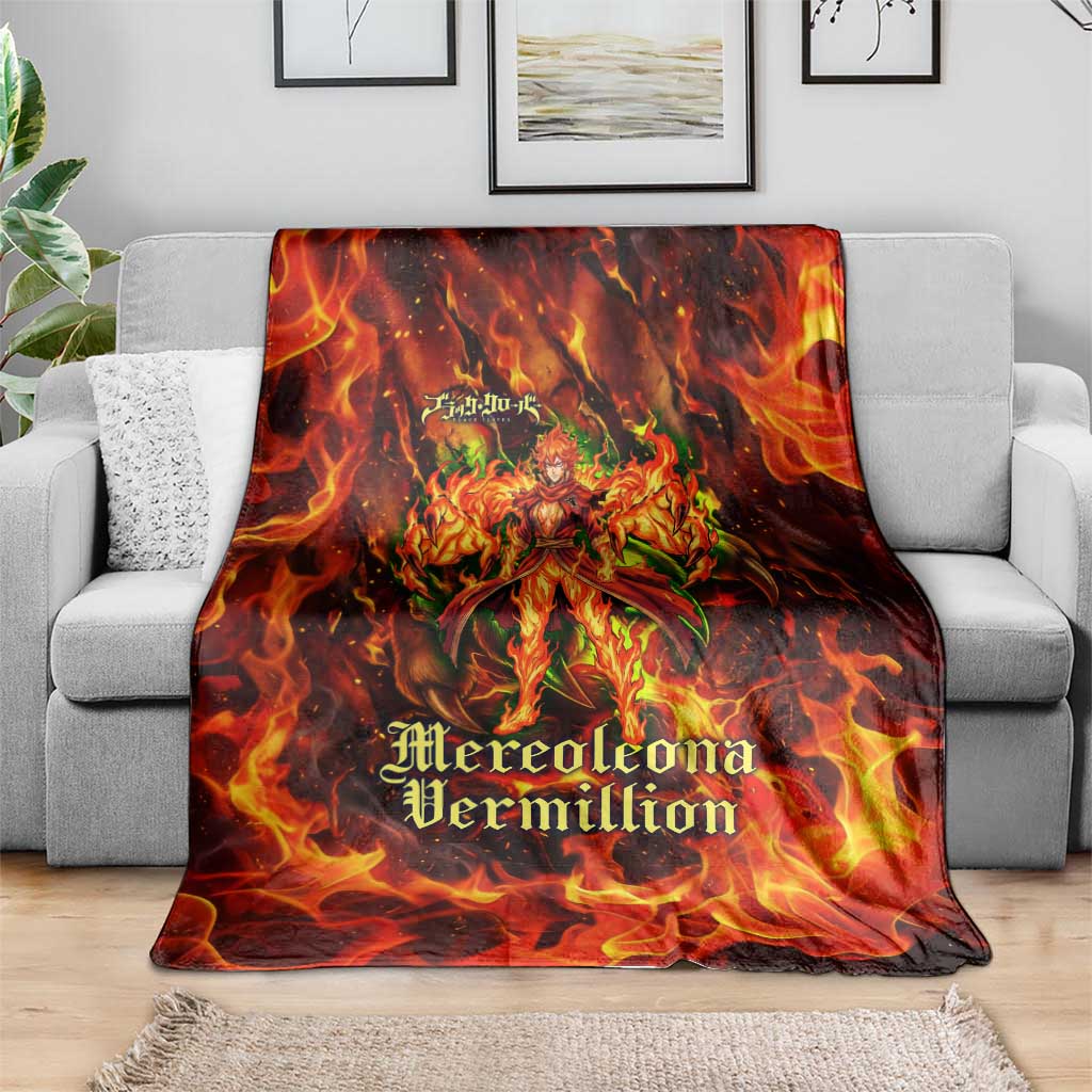 Mereoleona Vermillion Black Clover Blanket Inferno Flame Anime Style with Lion Symbolism