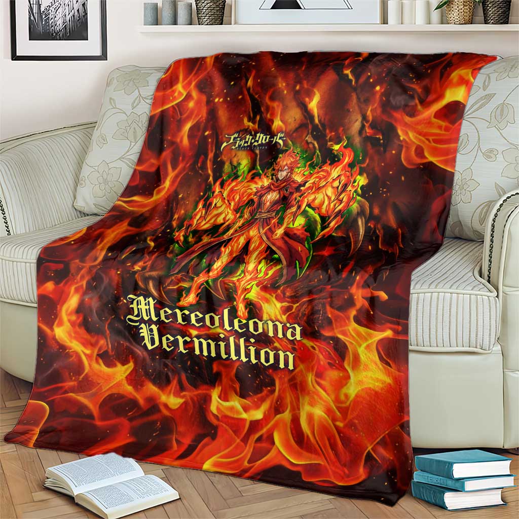 Mereoleona Vermillion Black Clover Blanket Inferno Flame Anime Style with Lion Symbolism