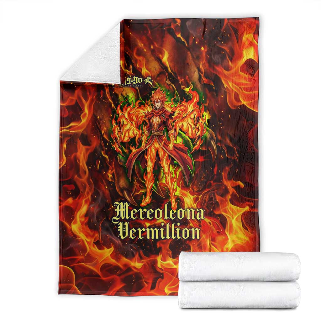Mereoleona Vermillion Black Clover Blanket Inferno Flame Anime Style with Lion Symbolism