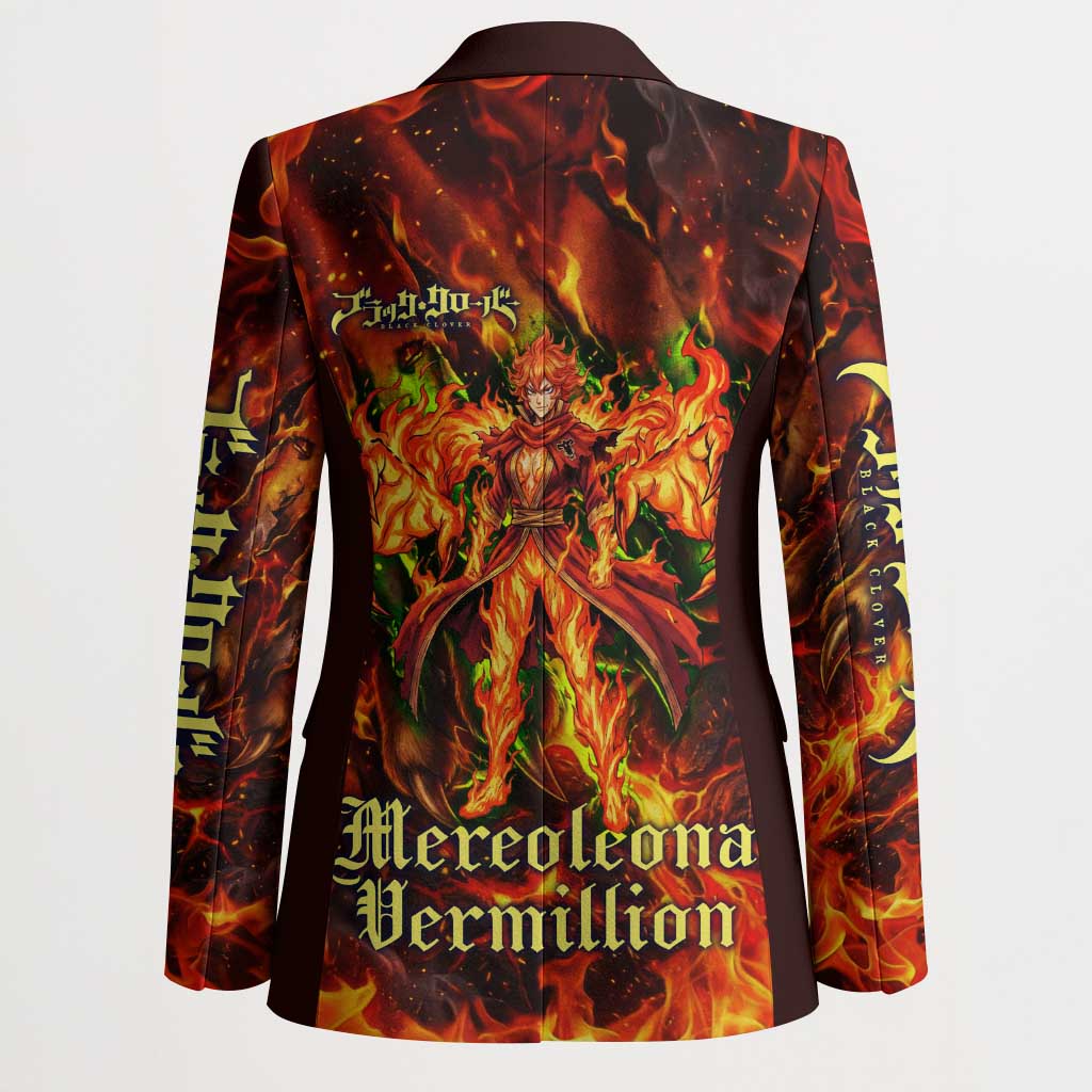 Mereoleona Vermillion Black Clover Blazer Inferno Flame Anime Style with Lion Symbolism