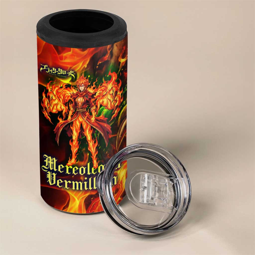 Mereoleona Vermillion Black Clover 4 in 1 Can Cooler Tumbler Inferno Flame Anime Style with Lion Symbolism