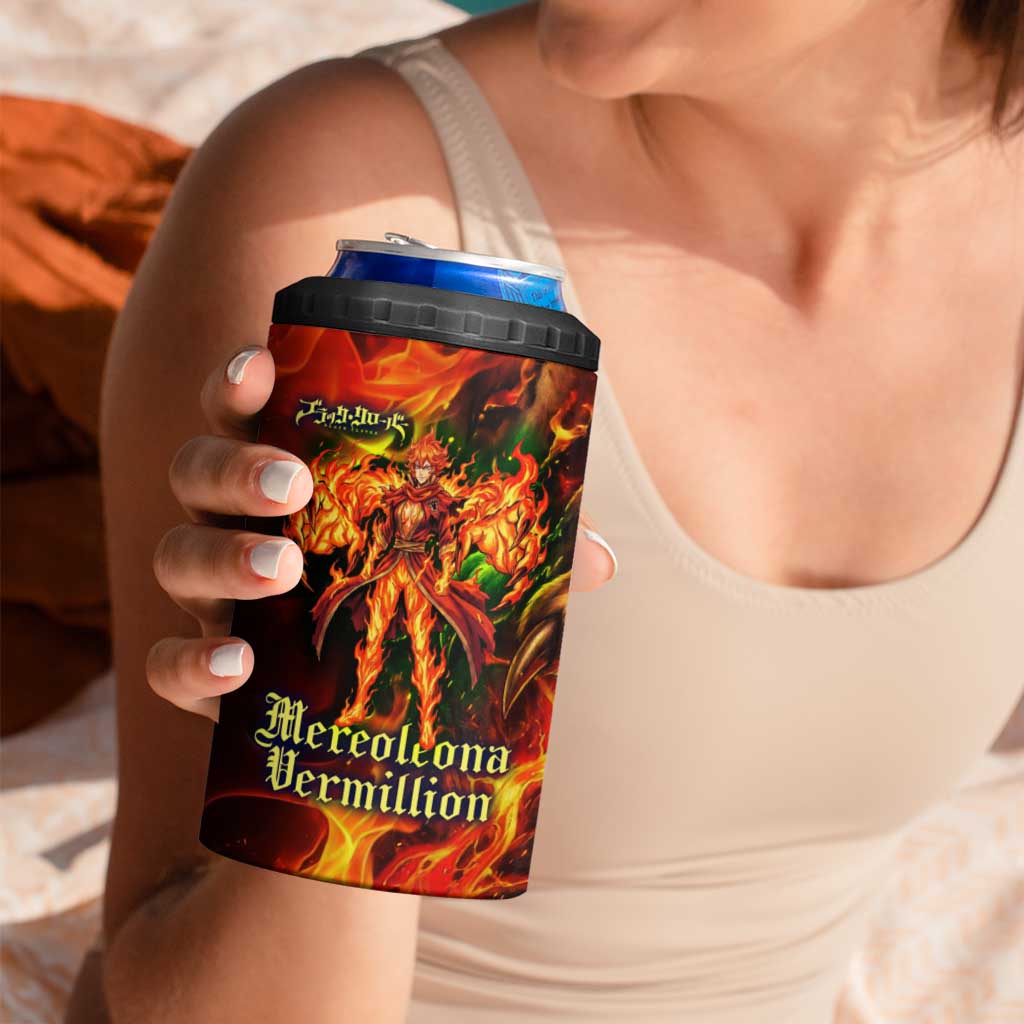 Mereoleona Vermillion Black Clover 4 in 1 Can Cooler Tumbler Inferno Flame Anime Style with Lion Symbolism