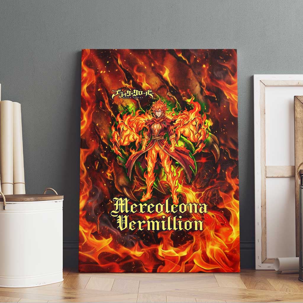 Mereoleona Vermillion Black Clover Canvas Wall Art Inferno Flame Anime Style with Lion Symbolism