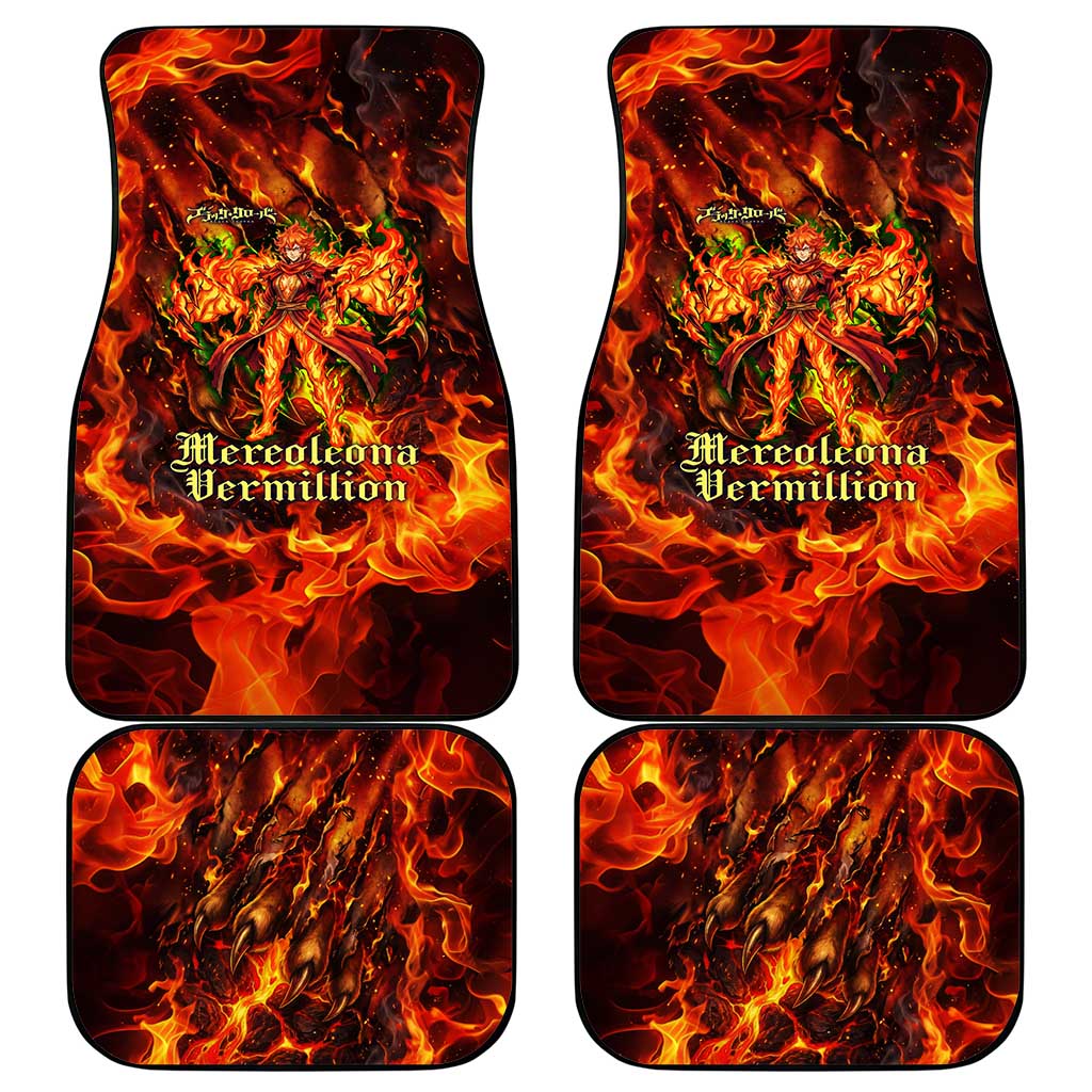 Mereoleona Vermillion Black Clover Car Mats Inferno Flame Anime Style with Lion Symbolism