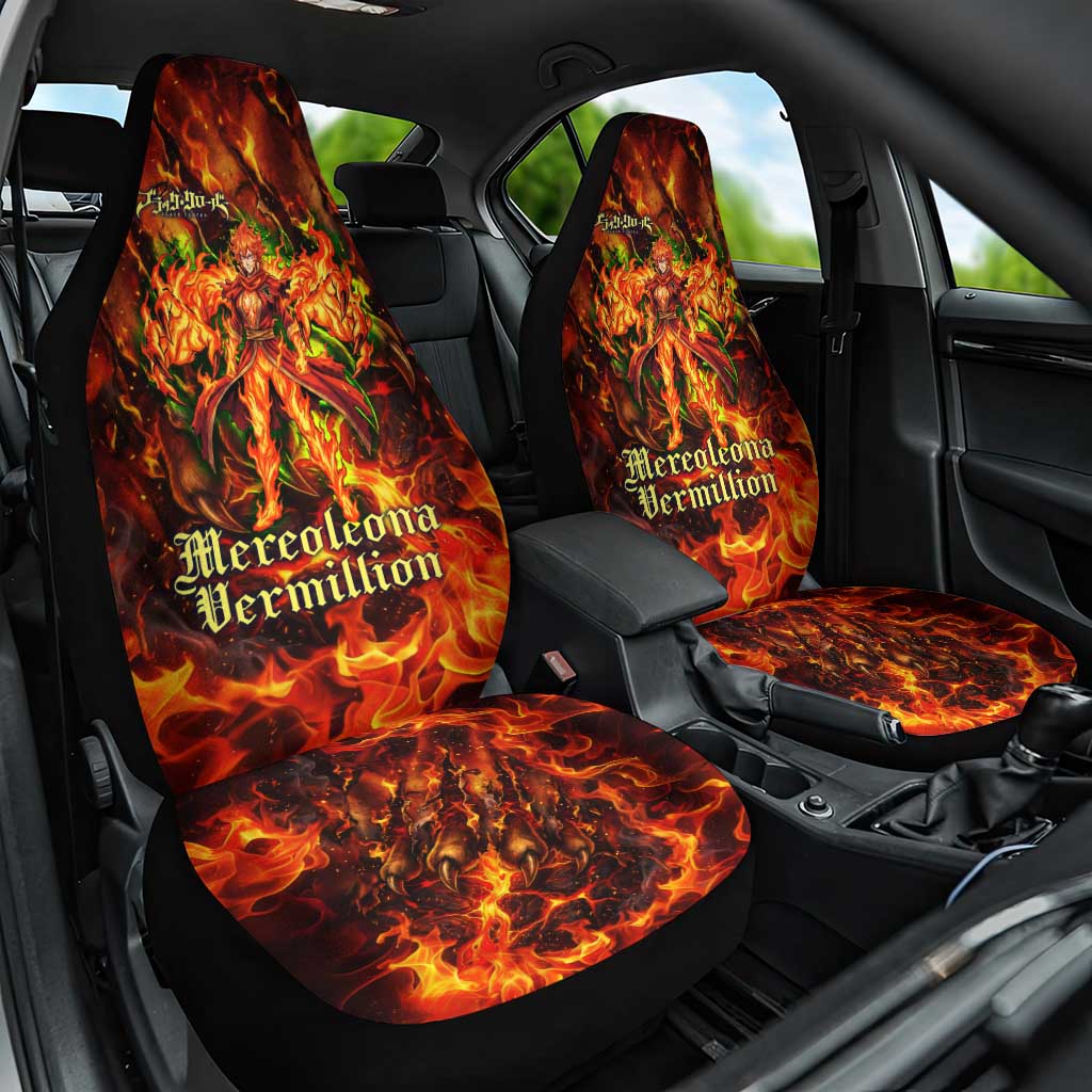 Mereoleona Vermillion Black Clover Car Seat Cover Inferno Flame Anime Style with Lion Symbolism