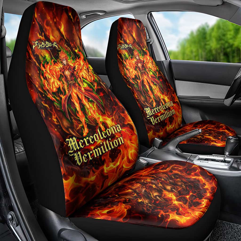 Mereoleona Vermillion Black Clover Car Seat Cover Inferno Flame Anime Style with Lion Symbolism