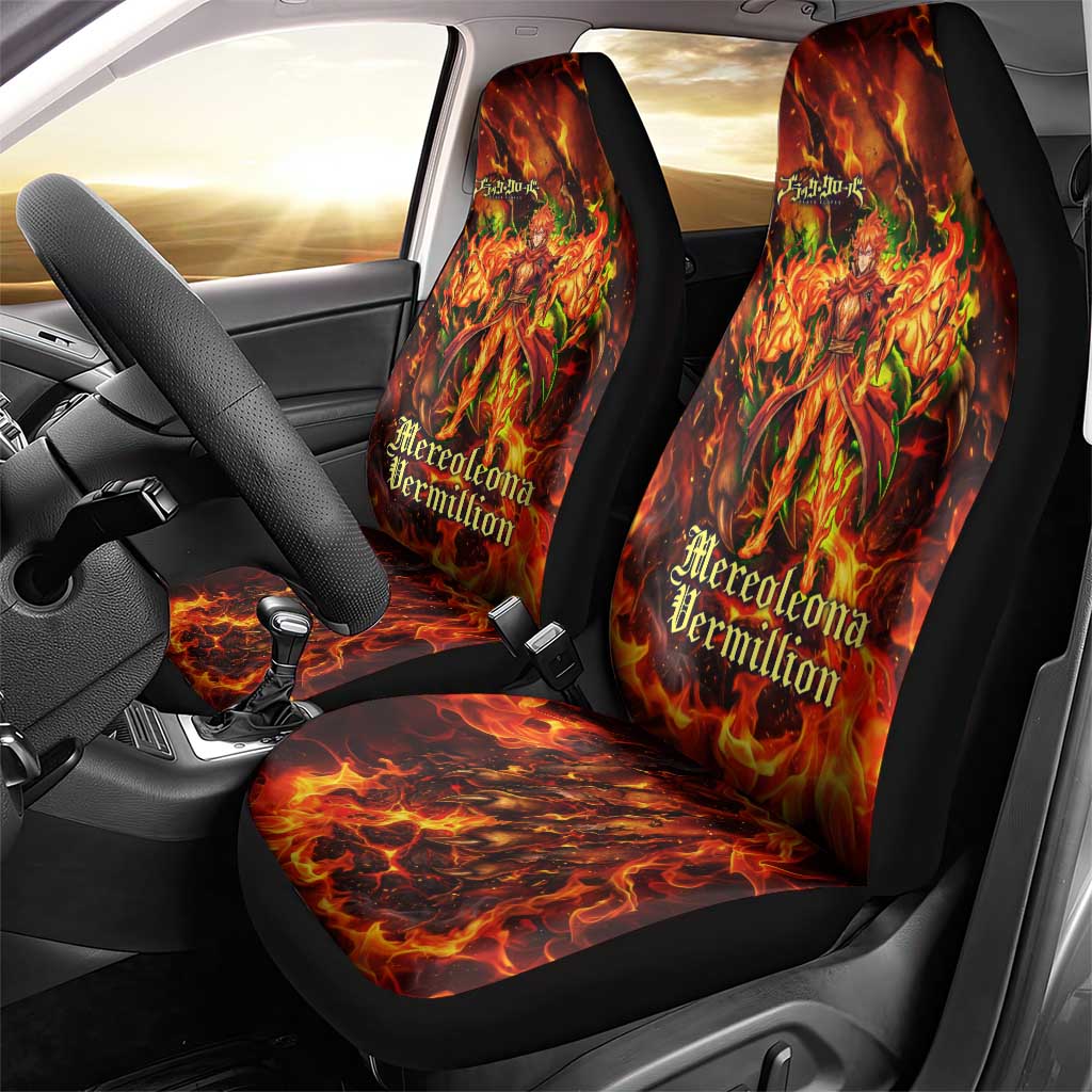 Mereoleona Vermillion Black Clover Car Seat Cover Inferno Flame Anime Style with Lion Symbolism