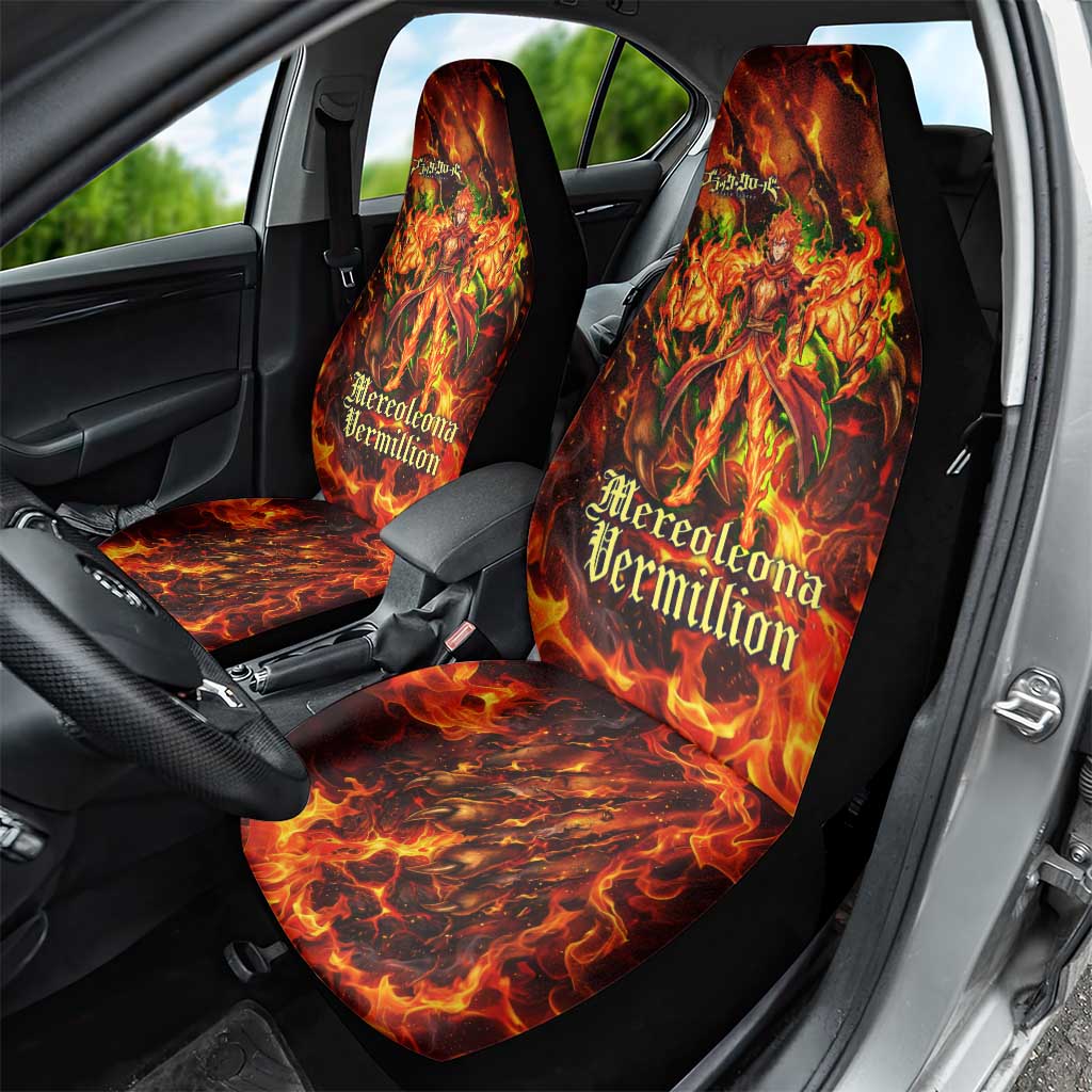 Mereoleona Vermillion Black Clover Car Seat Cover Inferno Flame Anime Style with Lion Symbolism