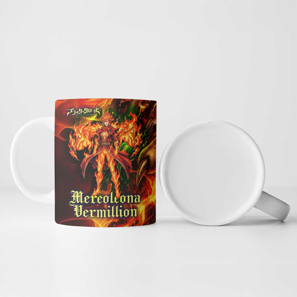 Mereoleona Vermillion Black Clover Ceramic Mug Inferno Flame Anime Style with Lion Symbolism