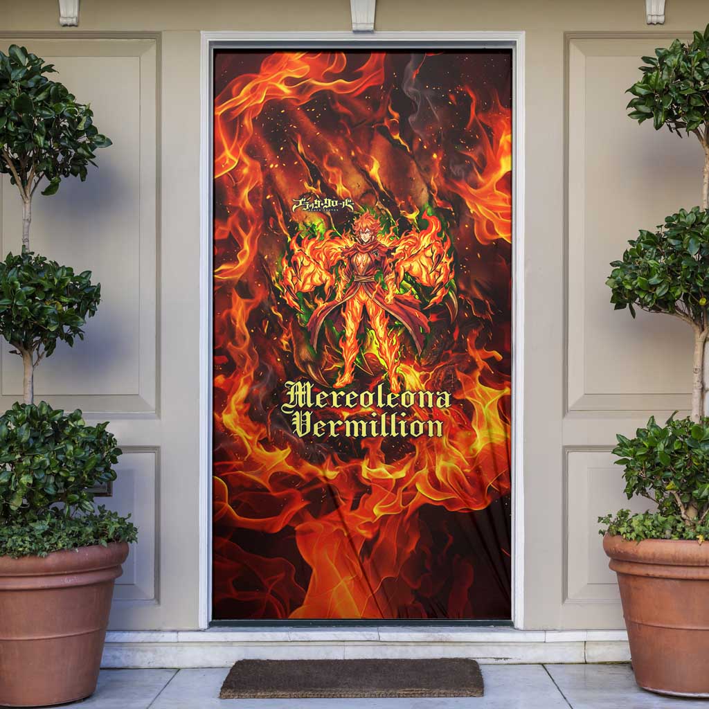 Mereoleona Vermillion Black Clover Door Cover Inferno Flame Anime Style with Lion Symbolism