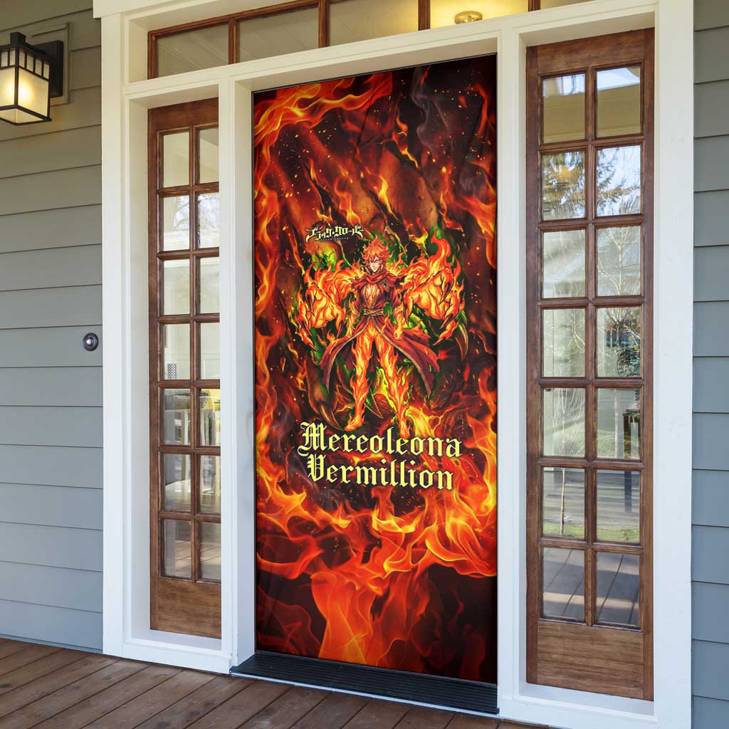 Mereoleona Vermillion Black Clover Door Cover Inferno Flame Anime Style with Lion Symbolism