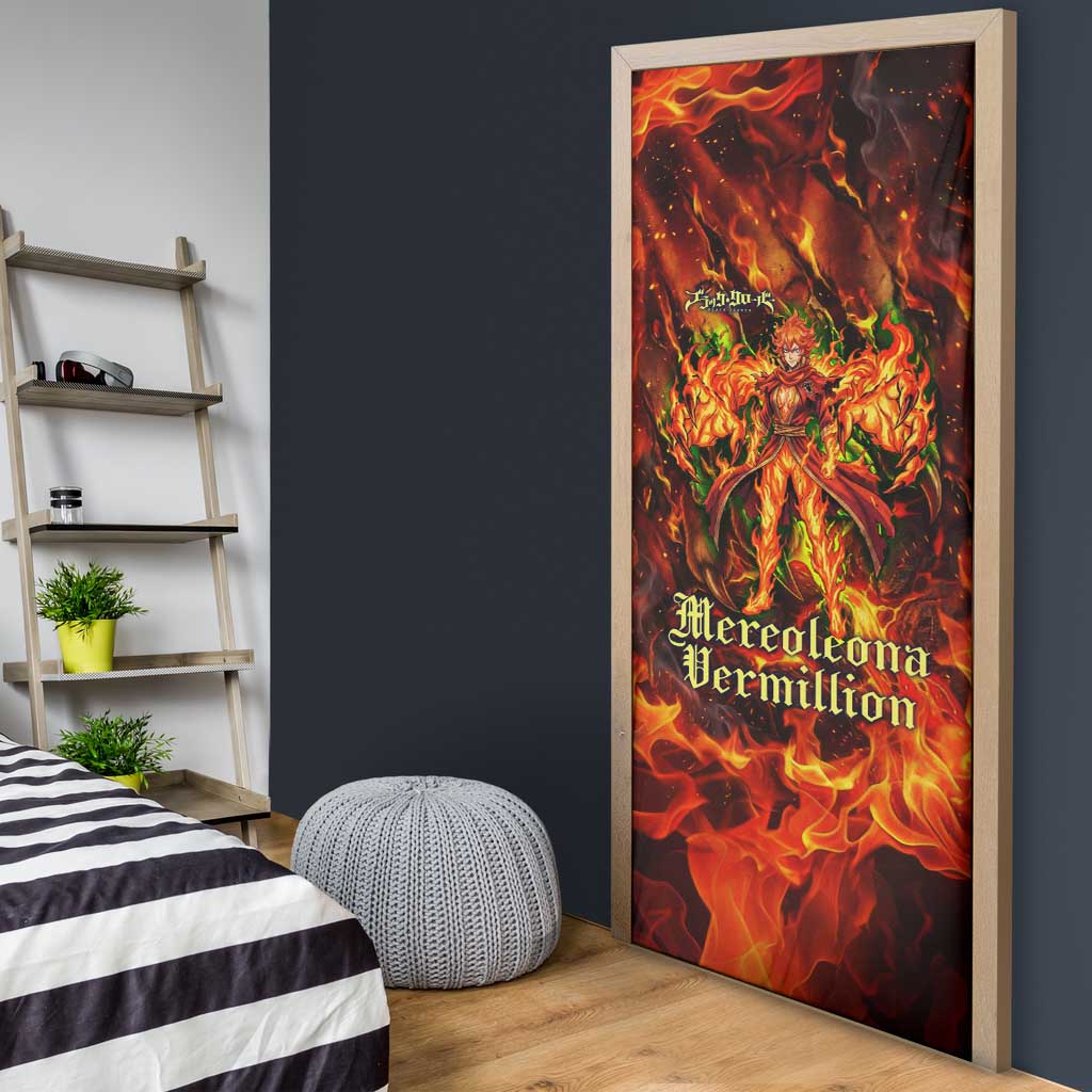Mereoleona Vermillion Black Clover Door Cover Inferno Flame Anime Style with Lion Symbolism