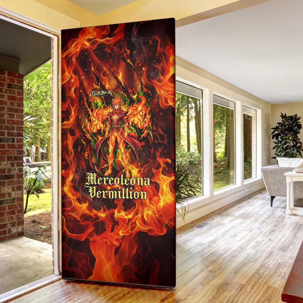 Mereoleona Vermillion Black Clover Door Cover Inferno Flame Anime Style with Lion Symbolism