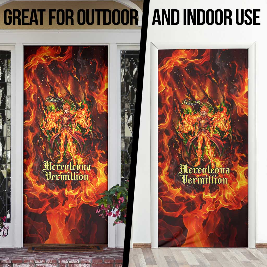 Mereoleona Vermillion Black Clover Door Cover Inferno Flame Anime Style with Lion Symbolism