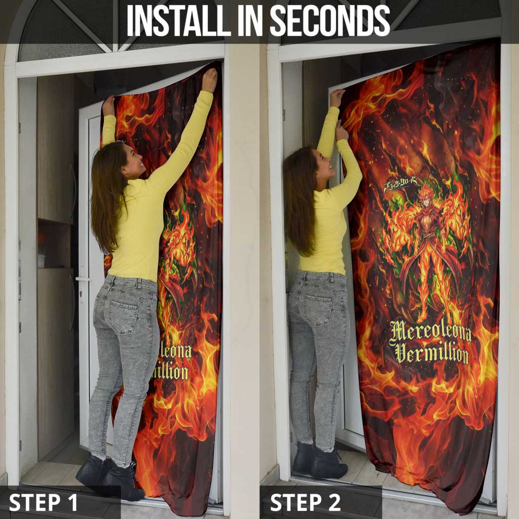 Mereoleona Vermillion Black Clover Door Cover Inferno Flame Anime Style with Lion Symbolism