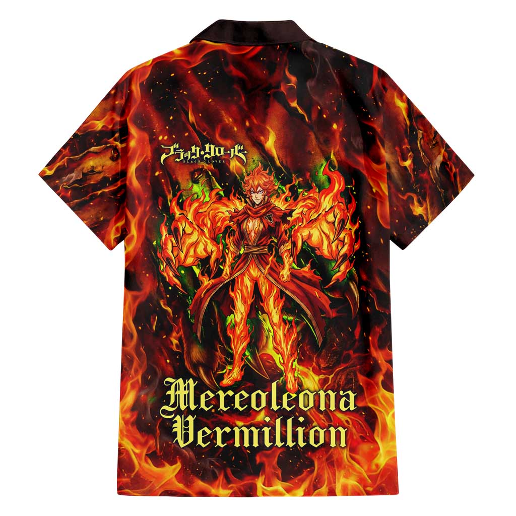 Mereoleona Vermillion Black Clover Family Matching Off The Shoulder Long Sleeve Dress and Hawaiian Shirt Inferno Flame Anime Style with Lion Symbolism