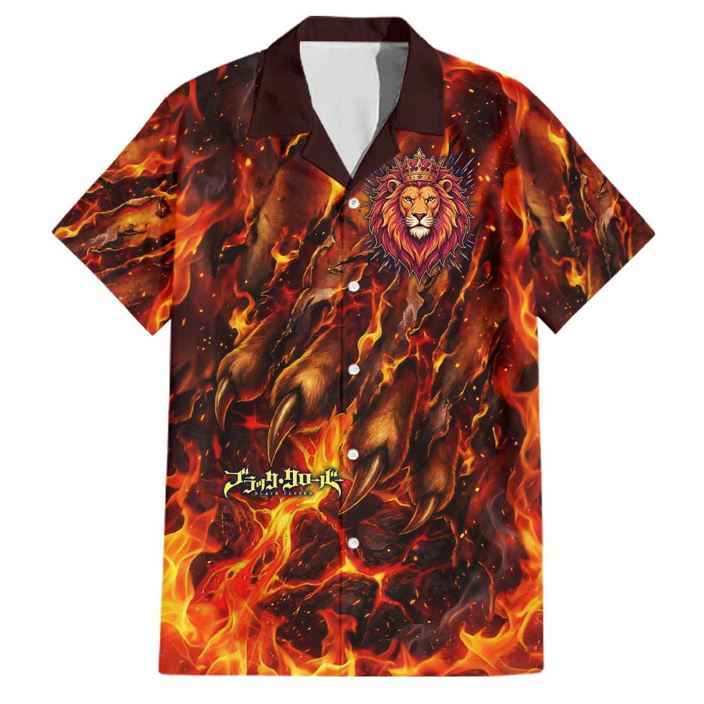 Mereoleona Vermillion Black Clover Family Matching Puletasi and Hawaiian Shirt Inferno Flame Anime Style with Lion Symbolism