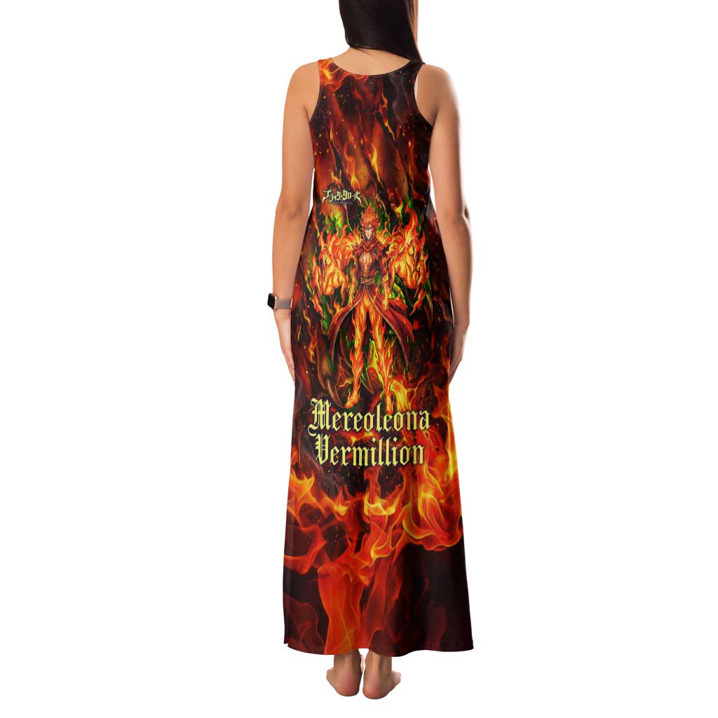 Mereoleona Vermillion Black Clover Family Matching Tank Maxi Dress and Hawaiian Shirt Inferno Flame Anime Style with Lion Symbolism