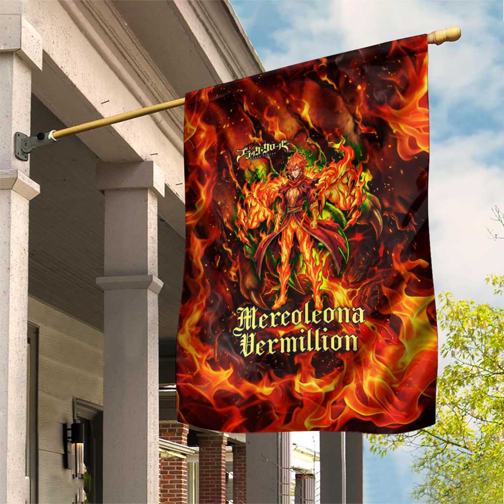 Mereoleona Vermillion Black Clover Garden Flag Inferno Flame Anime Style with Lion Symbolism