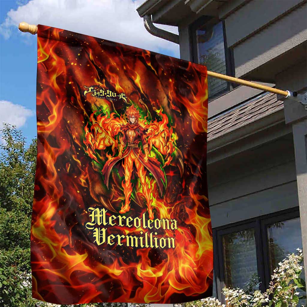 Mereoleona Vermillion Black Clover Garden Flag Inferno Flame Anime Style with Lion Symbolism