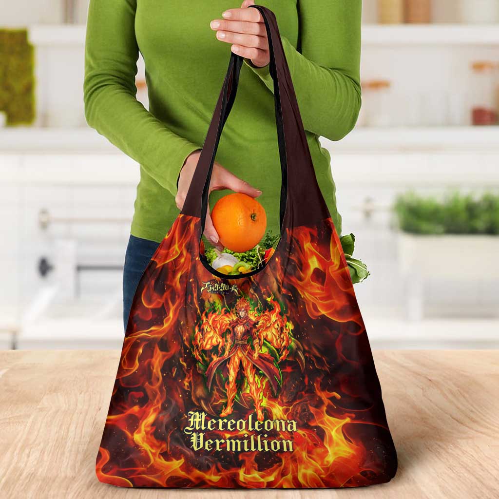 Mereoleona Vermillion Black Clover Grocery Bag Inferno Flame Anime Style with Lion Symbolism